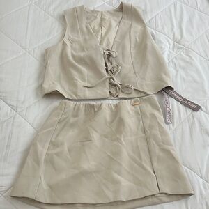 Missguided Cream Lace-Up Two-Piece Set